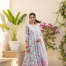 Petal Charm Pink Floral Cotton Suit Set
