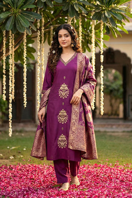 Wine Heritage Muslin Suit Set