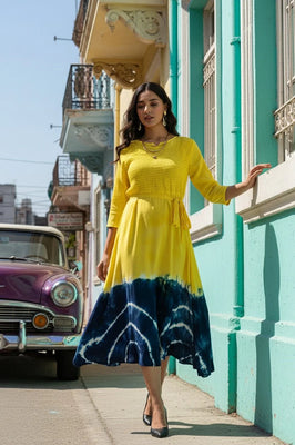 Amber Eclipse – Designer Rayon Midi Dress