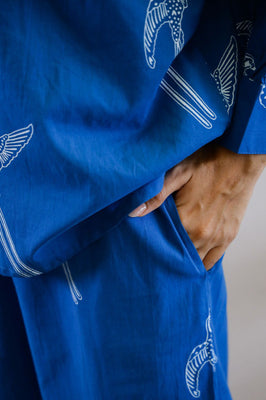 Indolady Azure Bird Print Cotton Co-Ord Set