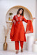 Indolady Rust Aura Embroidered Cotton Straight Suit Set with Dupatta