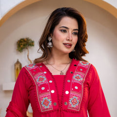 Indolady Rani Royale Embroidered Cotton Straight Suit Set with Dupatta