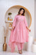 Indolady Blush Bloom Embroidered Cotton Anarkali Suit Set with Dupatta