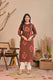 Indolady Cocoa Blossom Printed Cotton Kurti Pant Set
