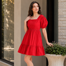 Indolady Cherry Glow Cotton Dress