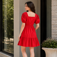 Indolady Cherry Glow Cotton Dress