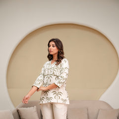 Indolady Sage Haven Premium Cotton Flex Printed Co-Ord Set