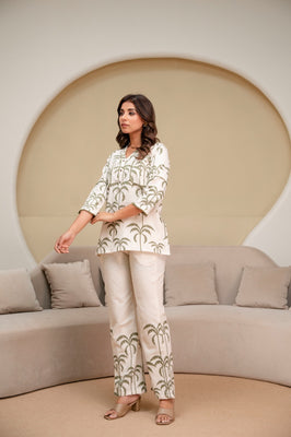 Indolady Sage Haven Premium Cotton Flex Printed Co-Ord Set