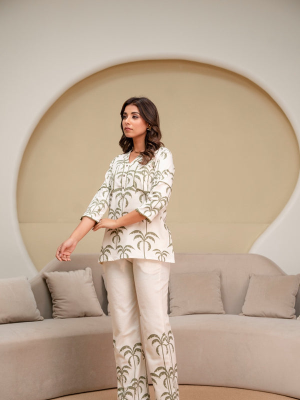 Indolady Sage Haven Premium Cotton Flex Printed Co-Ord Set