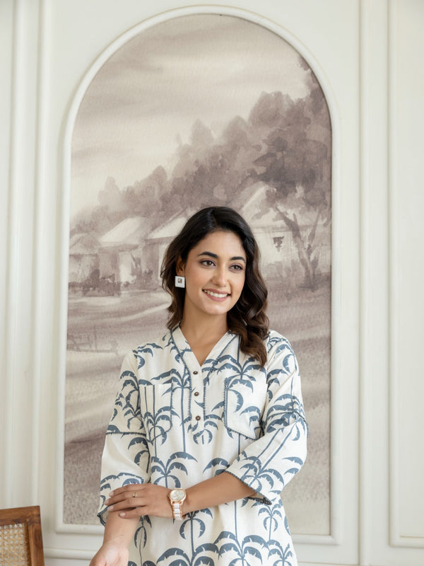 Indolady Grey Horizon Premium Cotton Flex Printed Co-Ord Set