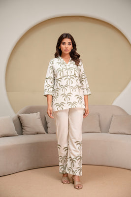Indolady Sage Haven Premium Cotton Flex Printed Co-Ord Set