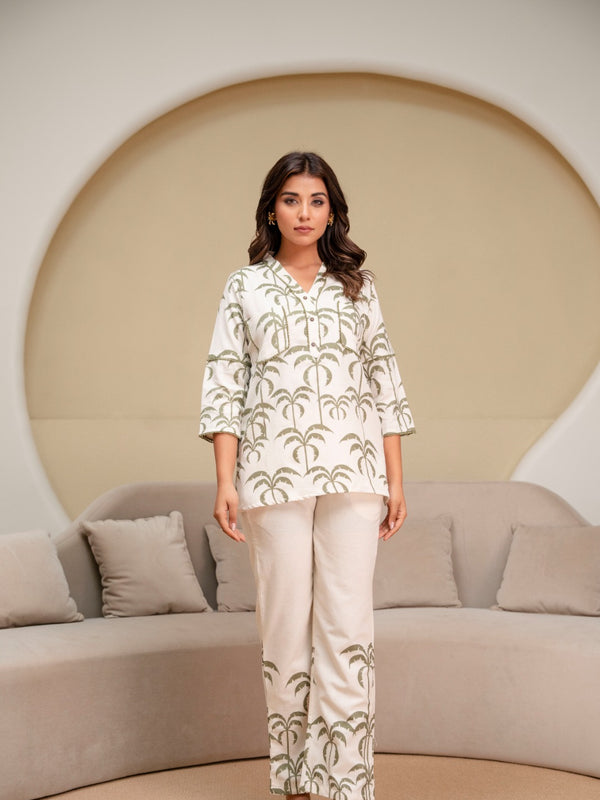 Indolady Sage Haven Premium Cotton Flex Printed Co-Ord Set