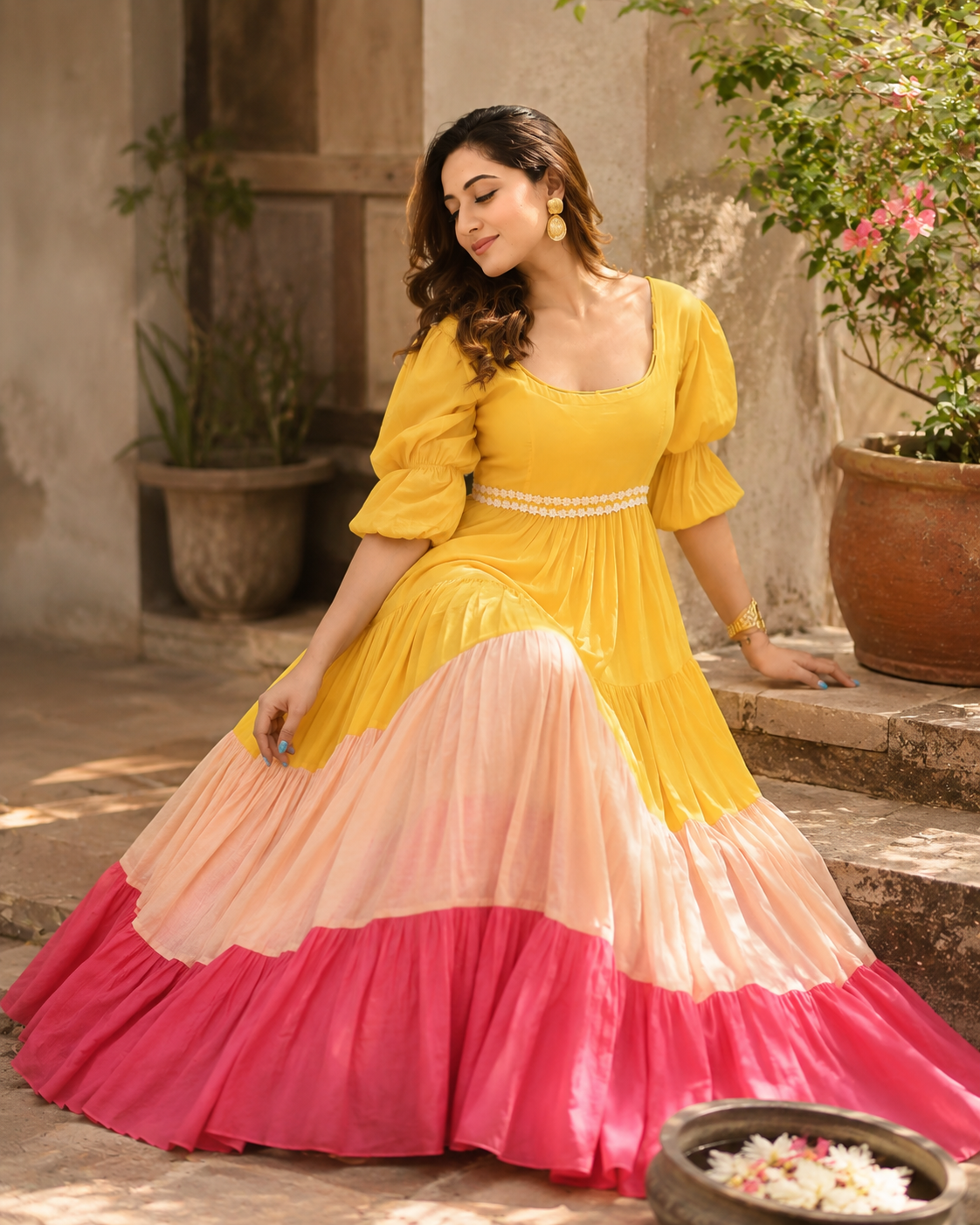 Golden Hour Colour Block Flare Dress