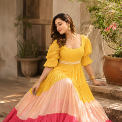 Golden Hour Colour Block Flare Dress