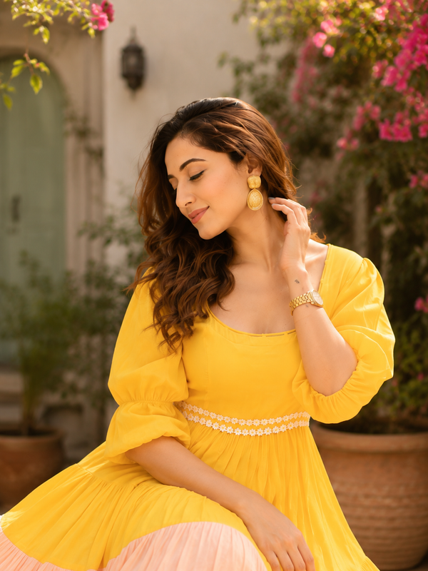 Golden Hour Colour Block Flare Dress