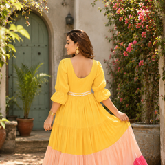 Golden Hour Colour Block Flare Dress