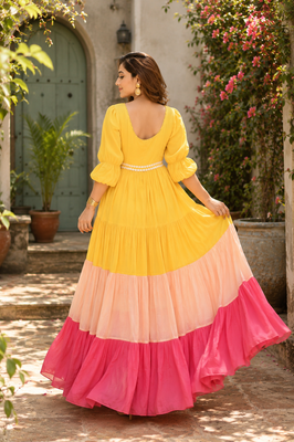 Golden Hour Colour Block Flare Dress