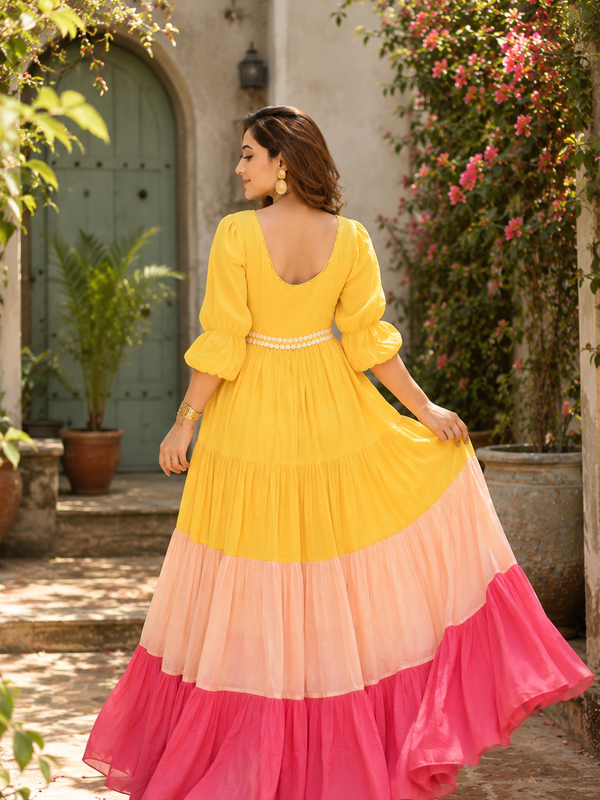 Golden Hour Colour Block Flare Dress