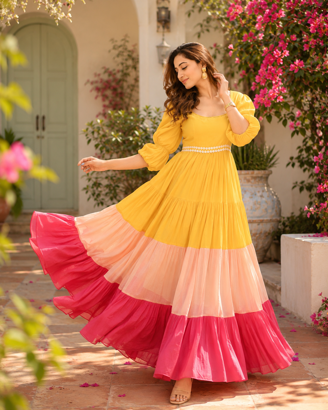Golden Hour Colour Block Flare Dress