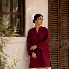 Burgundy Bliss Cotton Kurta Pant Set for Women