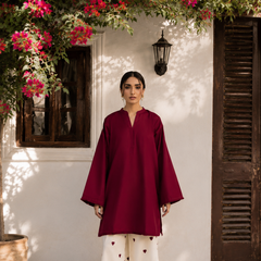 Burgundy Bliss Cotton Kurta Pant Set for Women