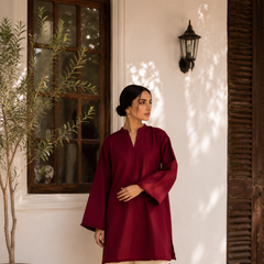 Burgundy Bliss Cotton Kurta Pant Set for Women
