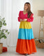 Indolady Summer Splash Colorblock Maxi Dress
