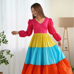 Indolady Summer Splash Colorblock Maxi Dress