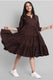 Brown Flared Tier Dress in Rayon | Indolady