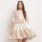 Ivory Petal – Embroidered Tiered Cotton Midi