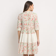 Ivory Petal – Embroidered Tiered Cotton Midi