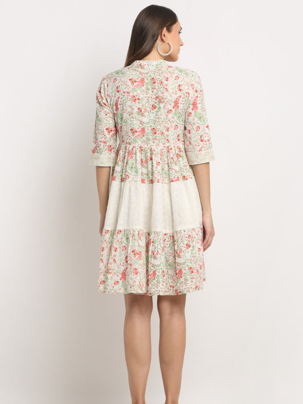 Ivory Petal – Embroidered Tiered Cotton Midi