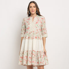 Ivory Petal – Embroidered Tiered Cotton Midi