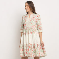 Ivory Petal – Embroidered Tiered Cotton Midi