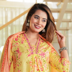 Golden Glow – Mustard Yellow Floral Kurta Pant Set