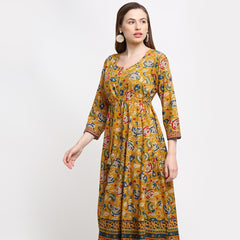 Vintage Floral Sun Anarkali Dress