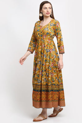 Vintage Floral Sun Anarkali Dress
