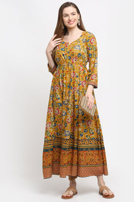 Vintage Floral Sun Anarkali Dress