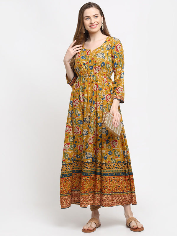 Vintage Floral Sun Anarkali Dress