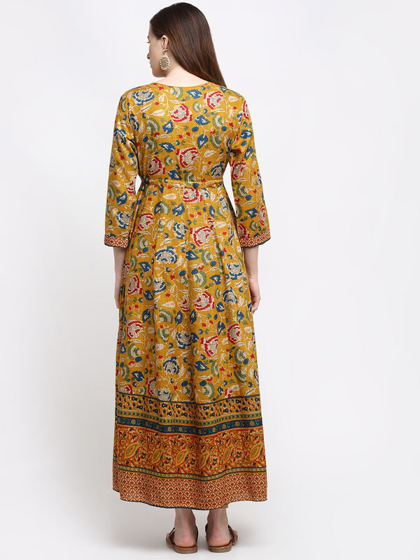 Vintage Floral Sun Anarkali Dress
