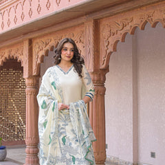 Indolady Verdant Bloom Premium Cotton Kurti Palazzo Set with Dupatta