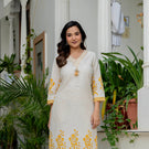 Indolady Sunehri Gulab Premium Cotton Flex Kurta Pant Set
