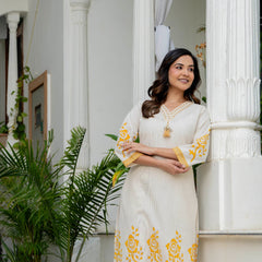 Indolady Sunehri Gulab Premium Cotton Flex Kurta Pant Set