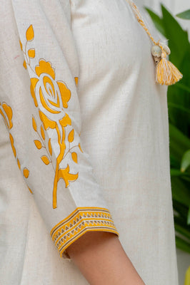 Indolady Sunehri Gulab Premium Cotton Flex Kurta Pant Set