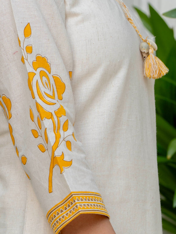 Indolady Sunehri Gulab Premium Cotton Flex Kurta Pant Set