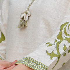 Indolady Olive Blossom Premium Cotton Flex Kurta Pant Set