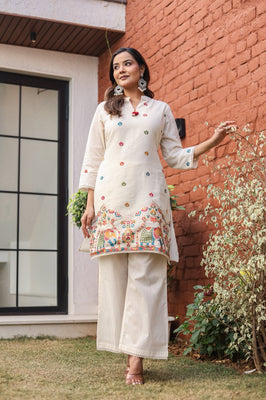 Ivory Heritage Embroidered Cotton Co-Ord Set