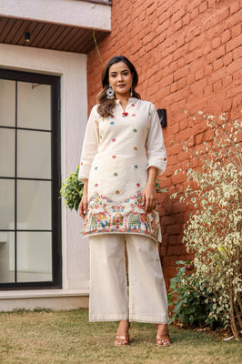 Ivory Heritage Embroidered Cotton Co-Ord Set