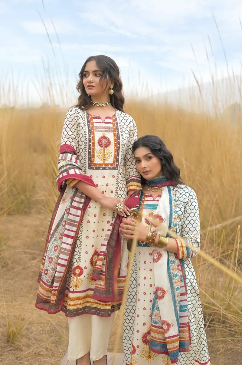 Multiyellow Heritage Cotton Printed Suit Set