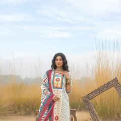 Multiblue Cotton Printed Suit Set